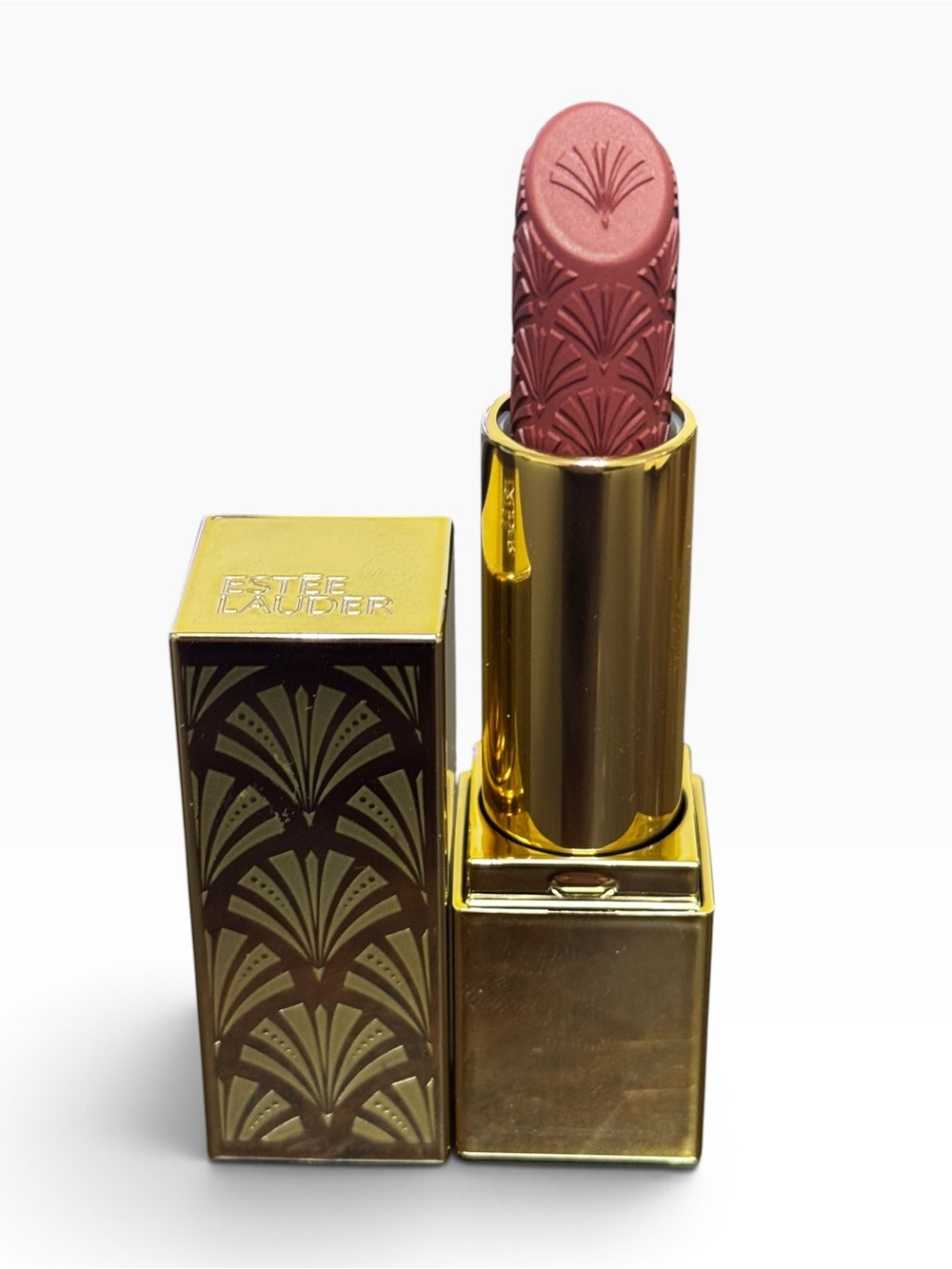 Estee Lauder Limited Edition STRICTLY CONFIDENTIAL Lipstick Art Deco Gold Tube